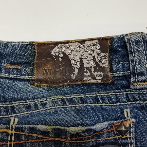 MEK DNM Frisco Bootcut Distressed Denim Jeans W25 x 32L Handcrafted Cotton Blend - Picture 10 of 10